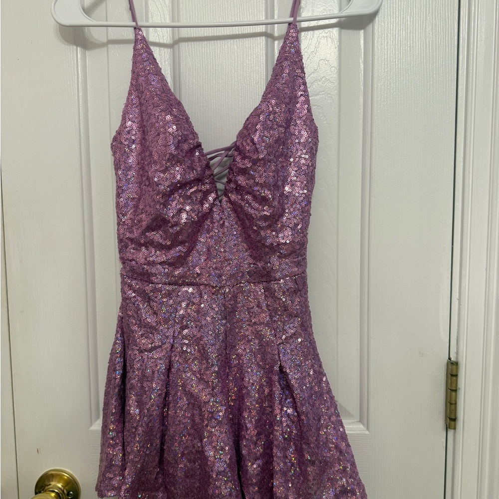 Sparkling Lavender Sequin Party Dress
